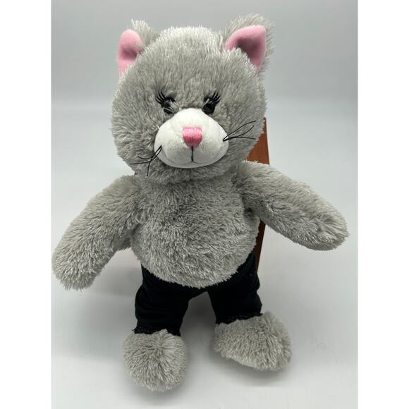 Build A Bear Grey Cat Kitten Plush Stuff Animal with Leggings - Picture 1 of 5